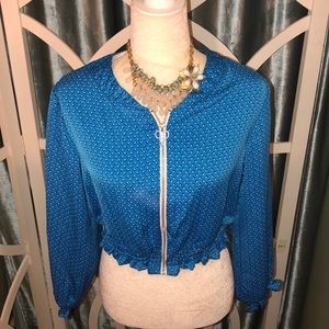 Cropped Zippered Front Shirt/Bomber Jacket